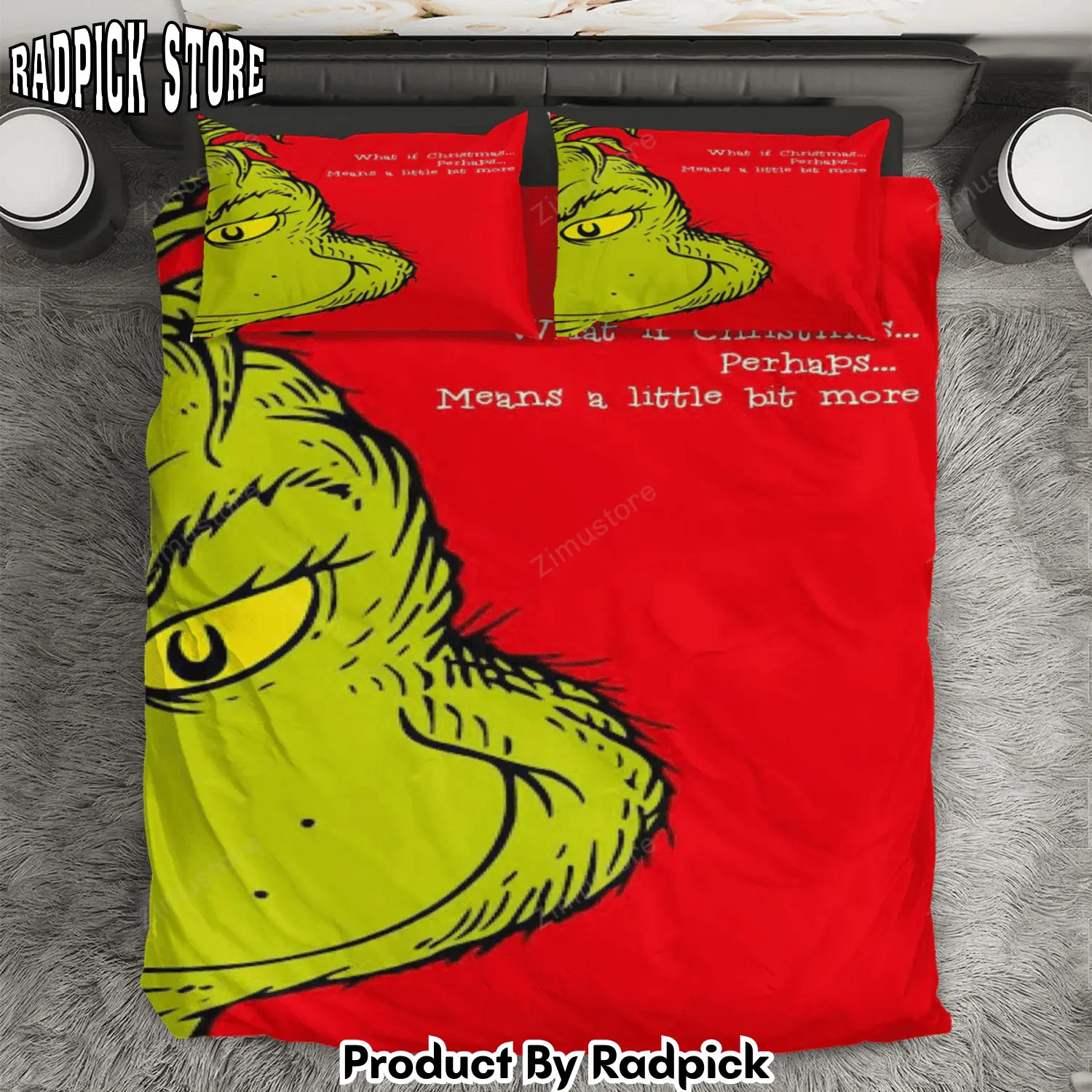 Radpick the grinch christmas what if christmas 3pcs bedding set duvet cover and pillow cases gift for fan rp3271235